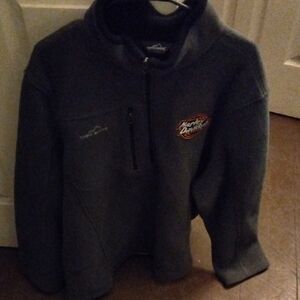 Harley-Davidson Eddie Bauer Mens Dark Gray Pullover Jacket with Logo Patch
